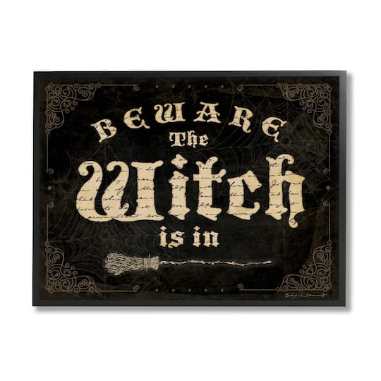 Stupell Industries Beware The Witch Vintage Phrase Framed Giclee Art
